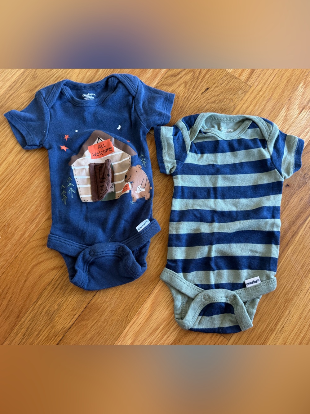 Gerber Navy and Olive Green Baby Bodysuit Set - 2 Pack